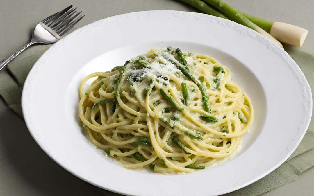 spaghetti in crema di asparagi per diabetici